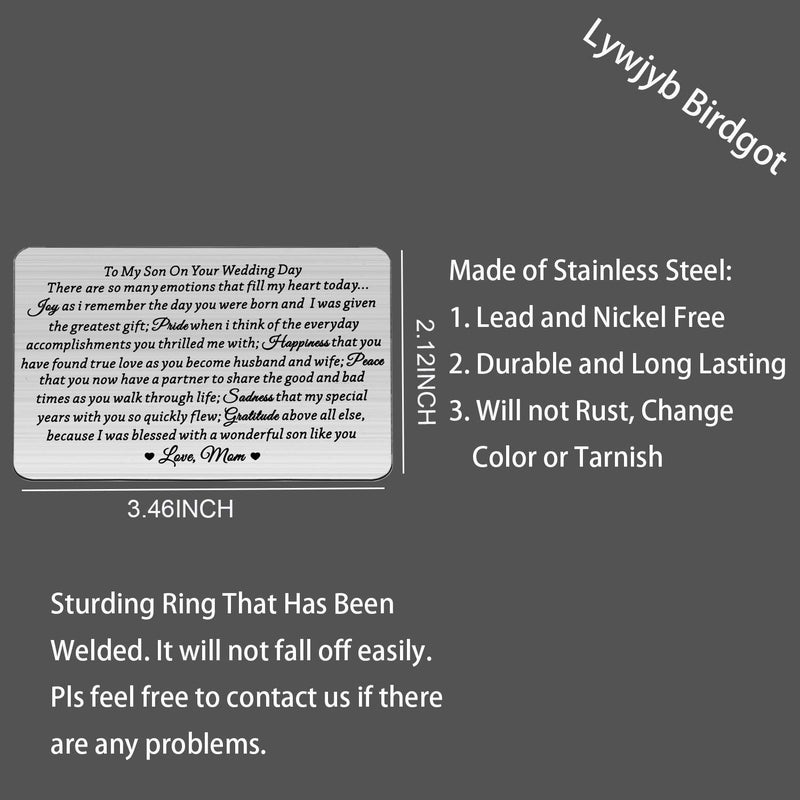 Lywjyb Birdgot Son Wedding Gift from Mom Son Gifts To My Son Gift Mom to Son Gifts Touching Mother to Son Poem Gift Son Wedding Gift from Parents Wallet Cards Gift (To Son Wedding Day card) - Image 2